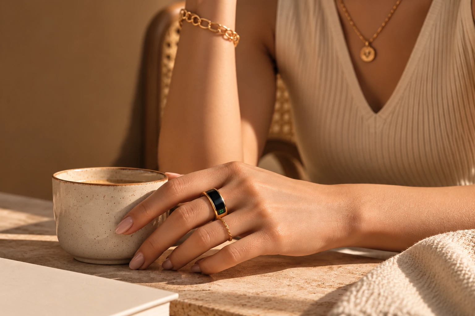 Glowhiz ring worn in a warm everyday moment